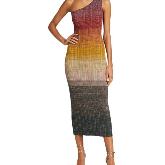 Missoni Ombré One-Shoulder Wool-Blend Knit Midi Dress - NWOT - Picture 4 of 10